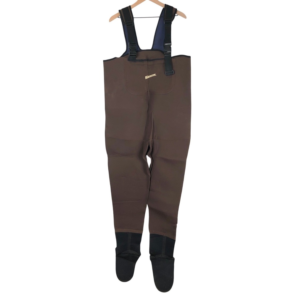 SIMMS Neoprene Stockingfoot Waders Men's Sz L Brown Blue Made in Montana USA
